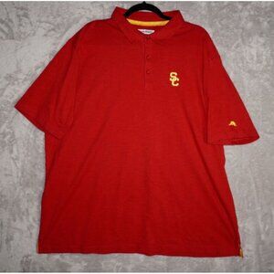 Tommy Bahama USC Trojans Polo Shirt Cardinal Red XXXL 3XL Logo Embroidered Short